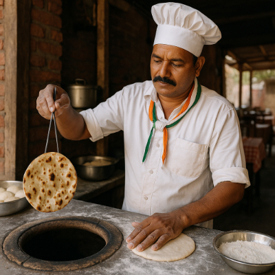 Chef working at the tandoor